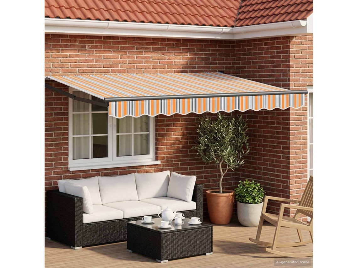 Vidaxl Toldo Retrátil Elétrico Azul, Laranja, Antracite 3 X 2,5 M