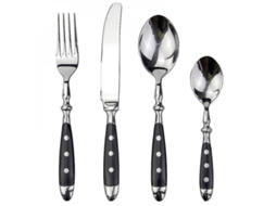 2026 set de Utensílios de Acero Inoxidable com Cabo de Resina Clássico para Casa, Restaurante e Presente 4 Peças 3152 Negro