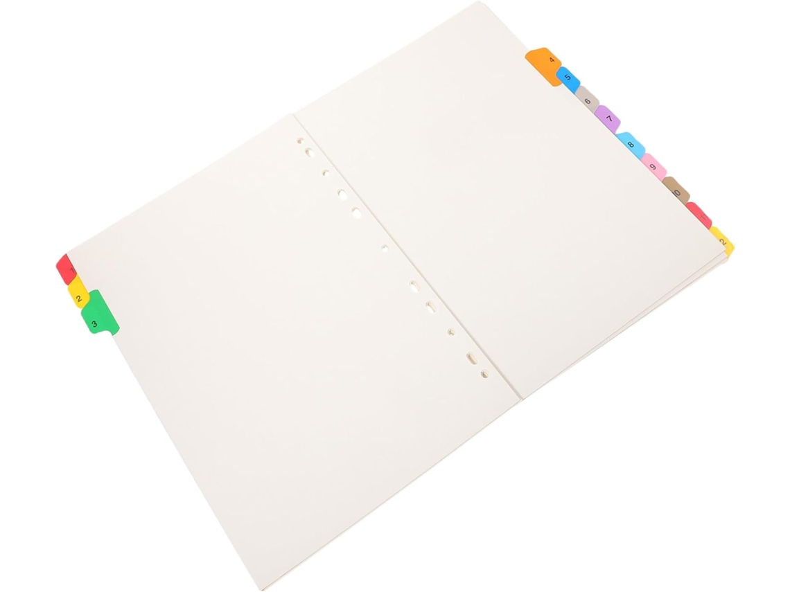 Divisórias Ciieeo A4 com índice, 12 páginas numeradas, pastas plásticas coloridas, organizador para cadernos e papéis.