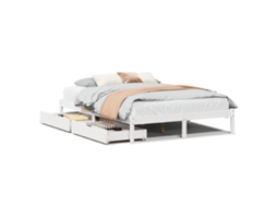 Cama Sem Colchão 120x200 cm Madeira de Pinho Maciça Branco MAISON EXCLUSIVE