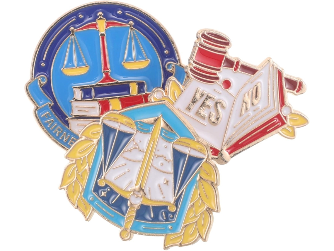Conjunto De 3-pins Elegantes Em Liga Metálica Besportble Para Advogados, Balança, Martelo E Livros, Decoração