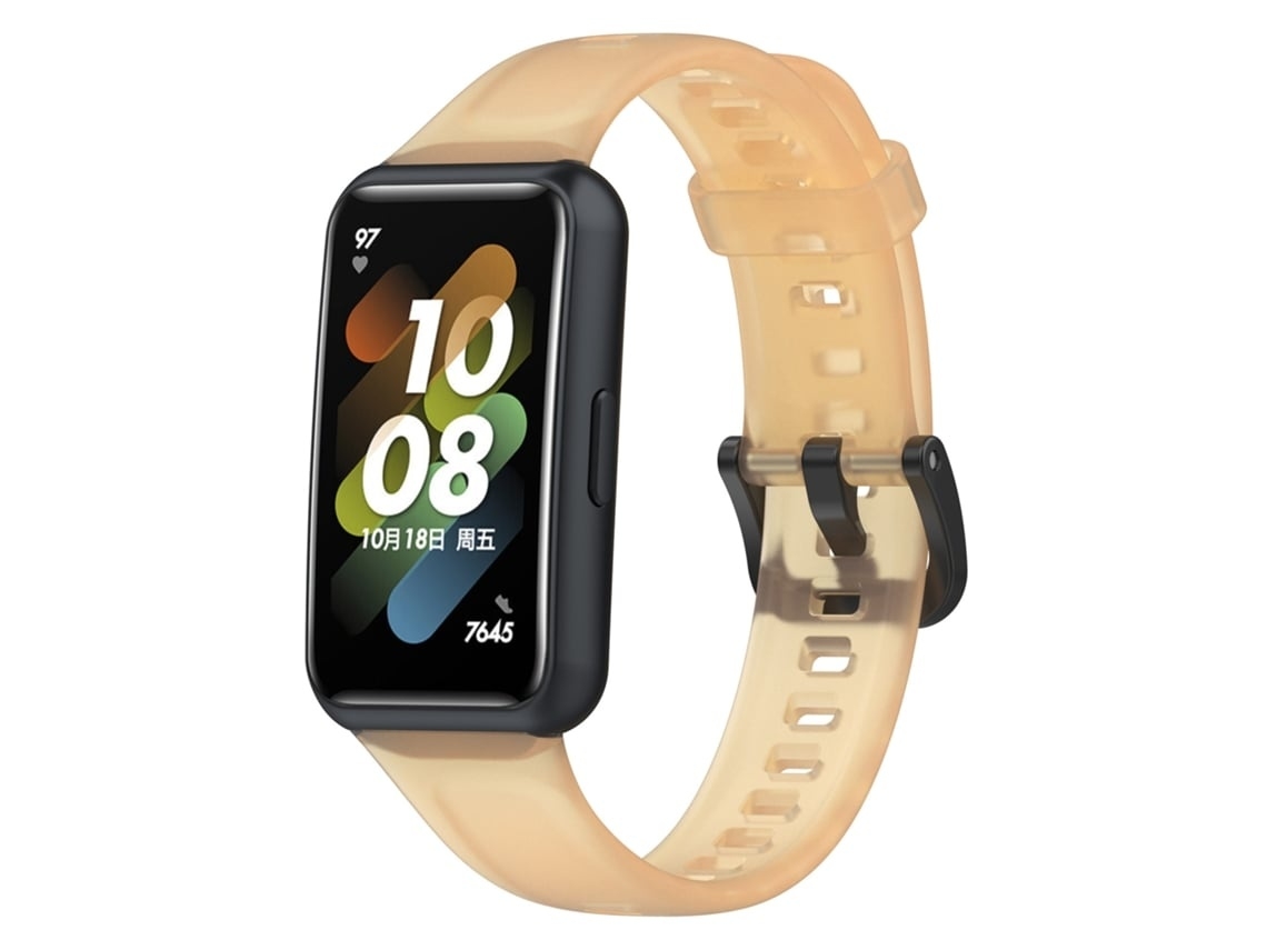 Pulseira De Relógio Lurelia Em Silicone Translúcida Ajustável Para Huawei Band 7 Laranja