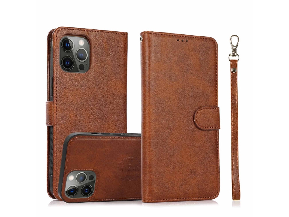 Capa Pega Para Iphone 15 Pele Sintética Magnética Castanho