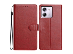 Capa De Couro Com Suporte Tipo Carteira E Alça Para Xiaomi Poco M7 Pro 5g, Vermelha