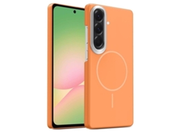 Capa Para Samsung Galaxy A56 5g Fina Circular Magsafe À Prova De Choque Dourada Em Policarbonato Laranja