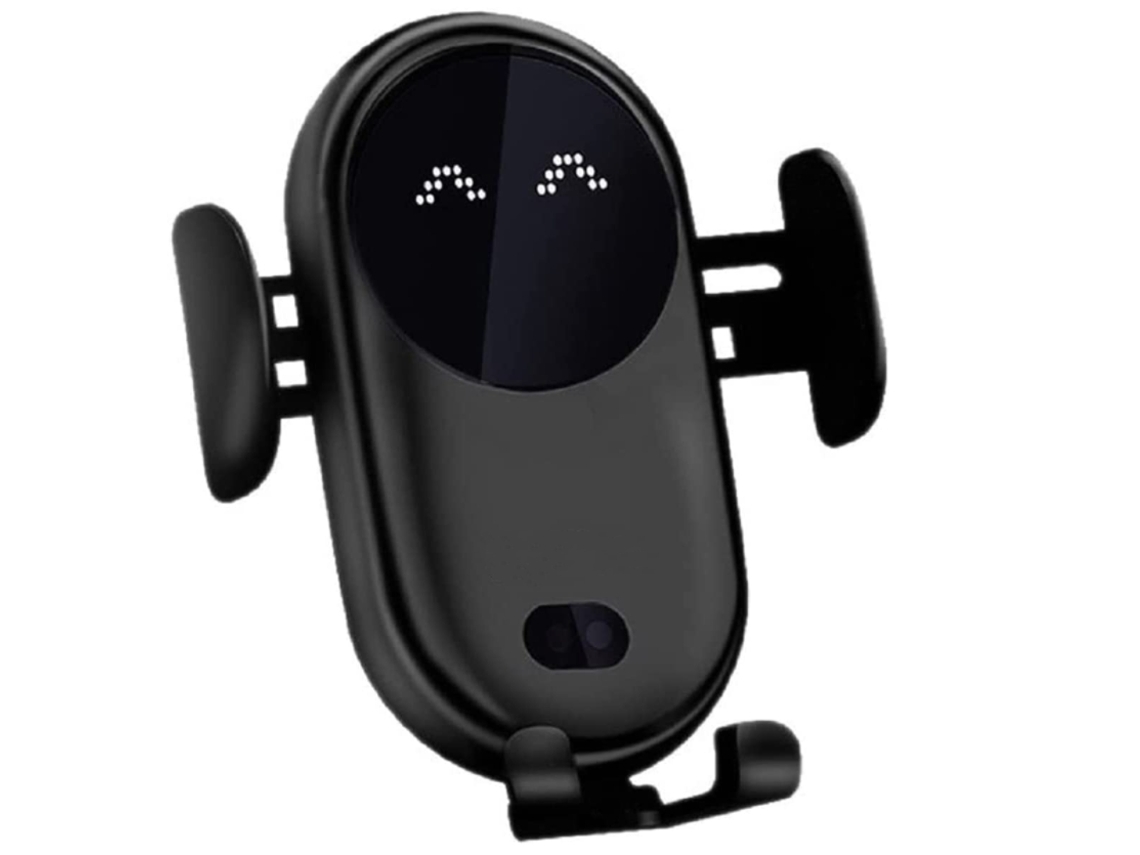 Carregador Montagem Carro Sem Design Personalizado Robô Smart Wireless Auto Sensing Car Phone YIZHOOD Preto