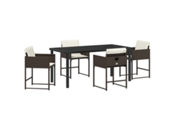 Conjunto 5 De Jantar Para Jardim Vidaxl Castanho Vime Pe