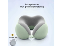 Travesseiro De Pescoço Em Espuma Viscoelástica Formato U Para Viagem, Apoio Cabeça 360° Com Caixa Armazenamento Aquaforge (verde)