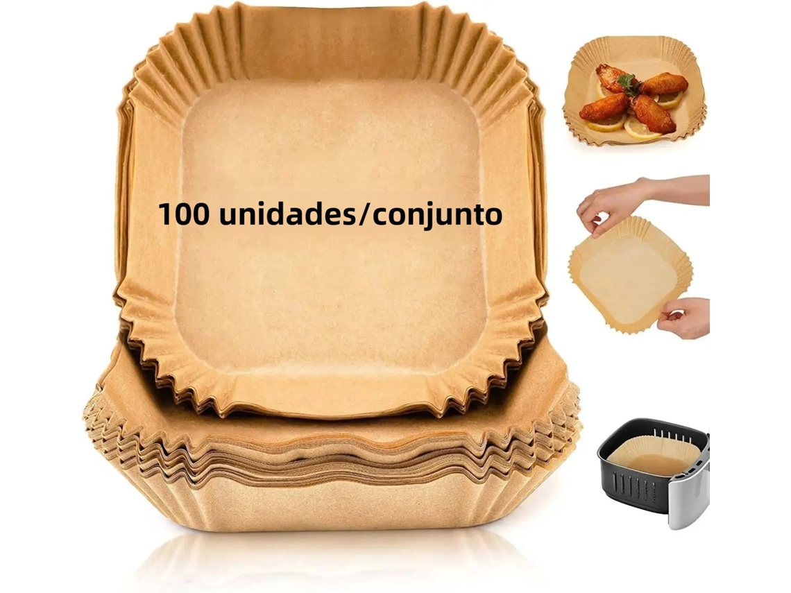(100 Unidades) Papel Manteiga Descartável, Adequado Para Fritadeiras Elétricas E Grelhas.