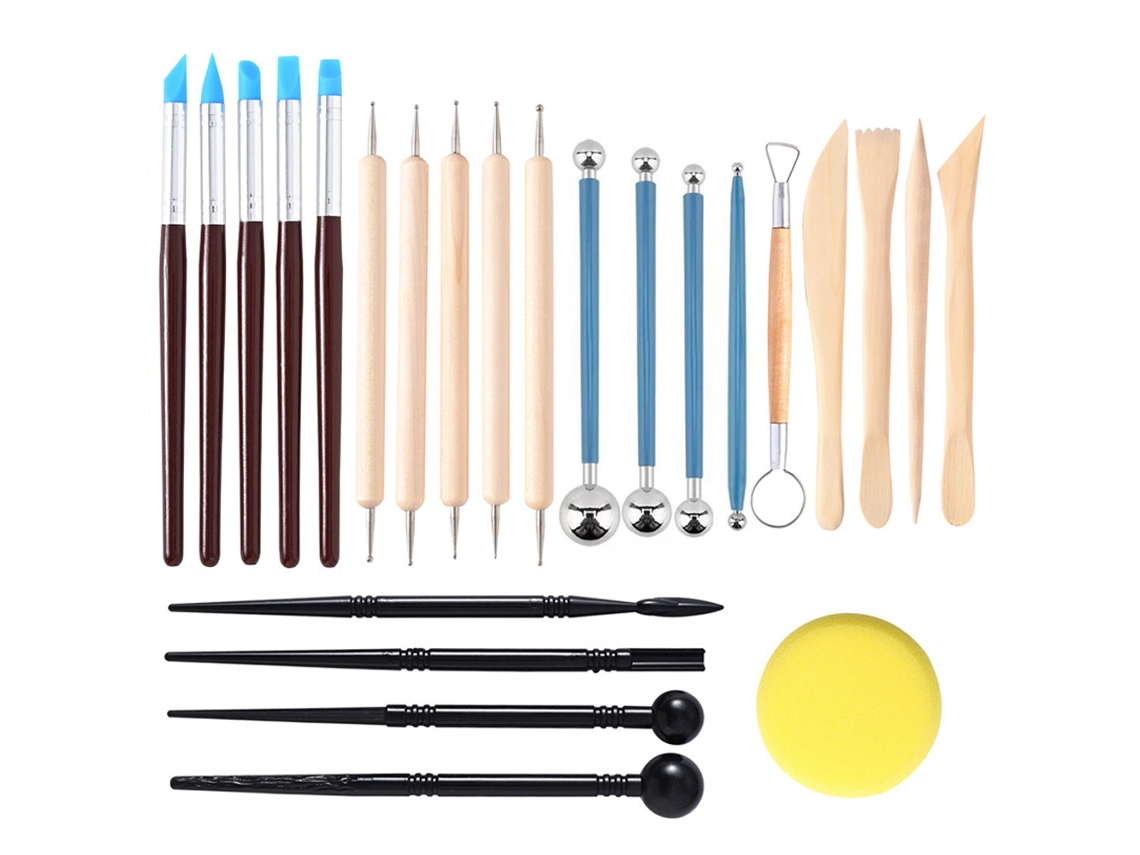 Conjunto de 24 Peças de Ferramentas para Modelagem em Argila e Escultura em Cerâmica. AQUAFORGE