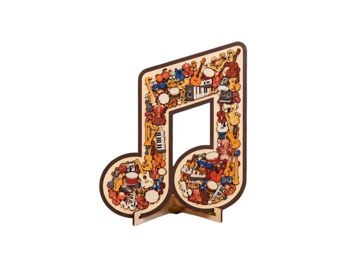 Puzzle De Madeira Com Suporte (nota Musical)