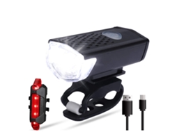 KIT de Luzes LED para Bicicleta com Dianteira e Traseira Recarregável USB à Prova D'água | S/MARCA