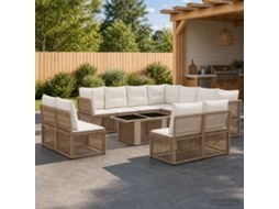 Vidaxl Conjunto De Sofá De Jardim 12 Unid. Bege Vime Pe