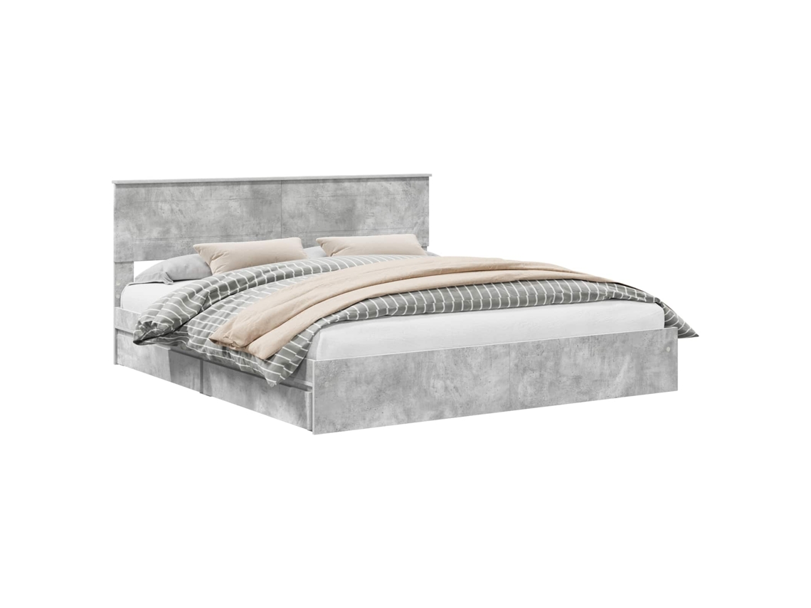 Cama com Armazenamento Cinzento MAISON EXCLUSIVE em Madeira Processada 200x200 cm