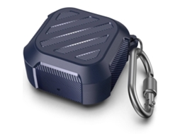Capa Com Mosquetão Para Samsung Galaxy Buds2 / Pro / Live Azul Meia Noite Brilvibera