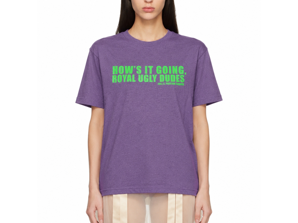 Rockinstone Bill And Ted Ugly Heather Purple Adult T-shirt Size:l