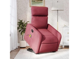 Vidaxl Poltrona De Massagens Reclin. Elevatória Tecido Vermelho Tinto