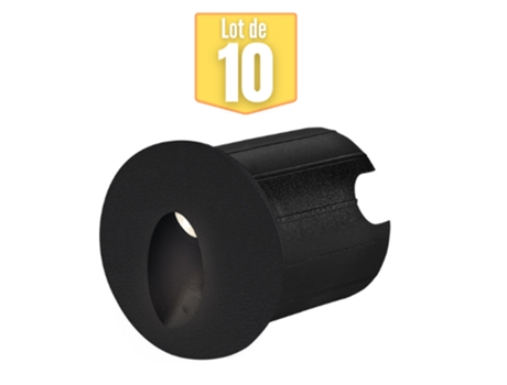 Conjunto de 10 Mini Mini Paredes Led Vector B Redondo Preto 2W 3000K Ip65 BRAYTRON