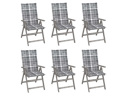 Vidaxl Cadeiras Jardim Reclináveis C/ Almofadões 6 Pcs Acácia Maciça