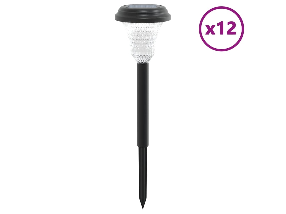 Conjunto 12 Luzes solares para caminhos com espigões VIDAXL branco