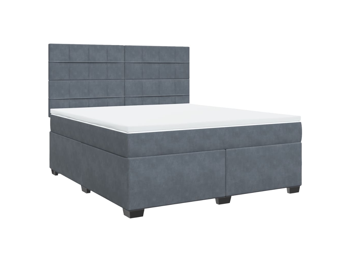 Cama com Molas e Colchão Veludo Cinzento Escuro MAISON EXCLUSIVE (180x200 cm)