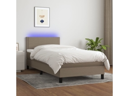 Vidaxl Cama Box Spring + Colchão/led 90x200cm Tecido Cinza-acastanhado