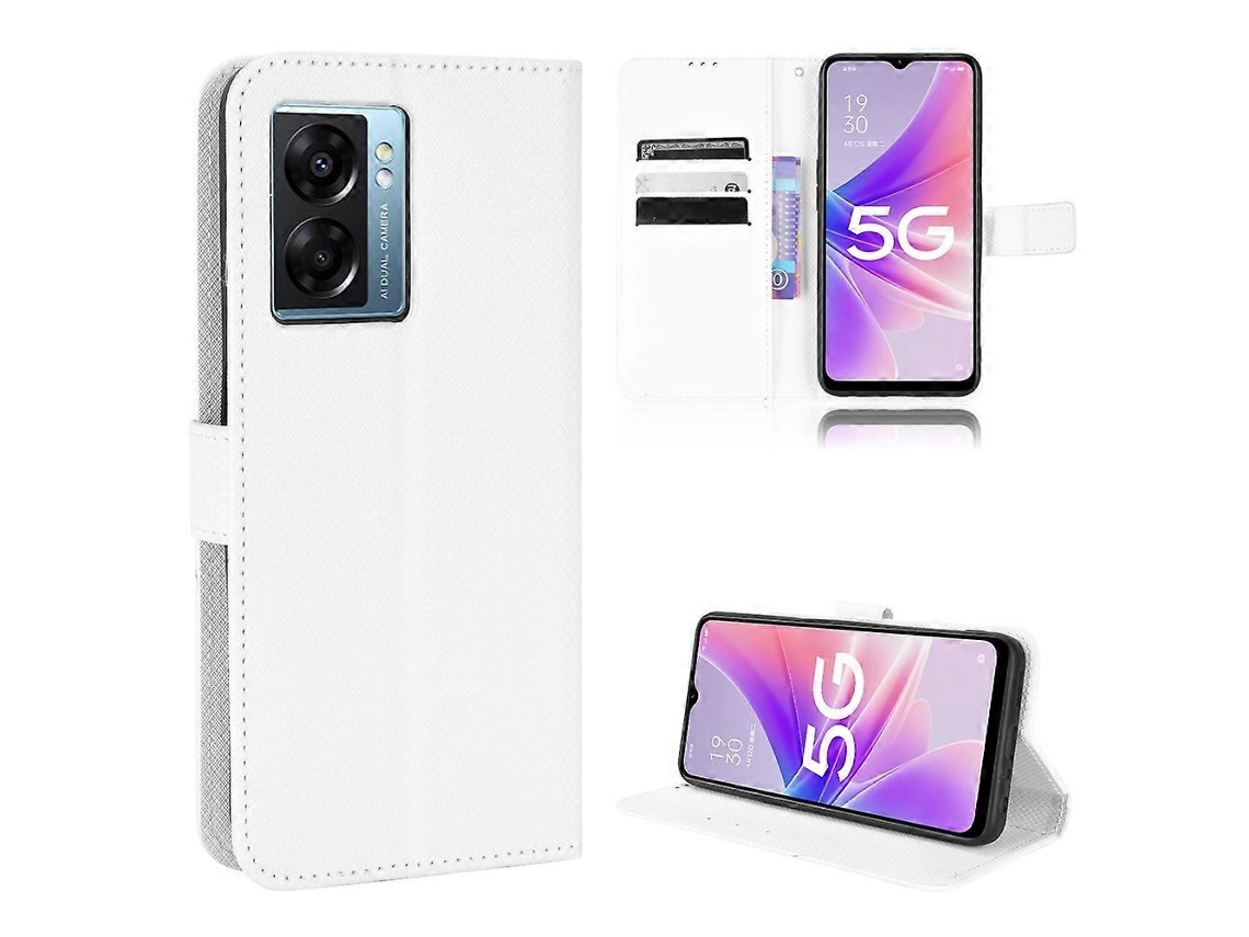 Capa De Celular Em Couro Com Textura De Diamante Para Oppo A57 5g