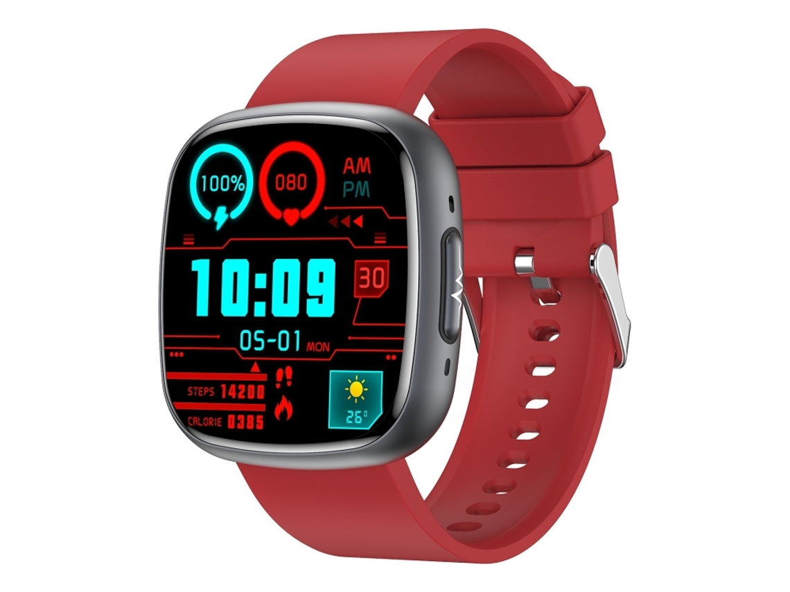 Smartwatch Com Tela Quadrada Ips De 1,75 Polegadas, Monitoramento De Ecg/glicemia Mdug (vermelho)