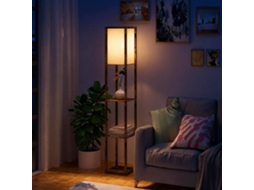 Luminária de Chão com 3 Prateleiras Integradas,bocal E27 40w,26x26x160cm,cor Madeira BTFORUS