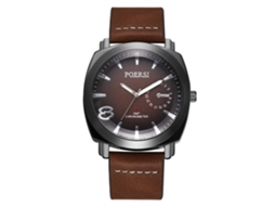 Relógio masculino elegante para negócios com pulseira de PU, modelo casual simples, marrom.
