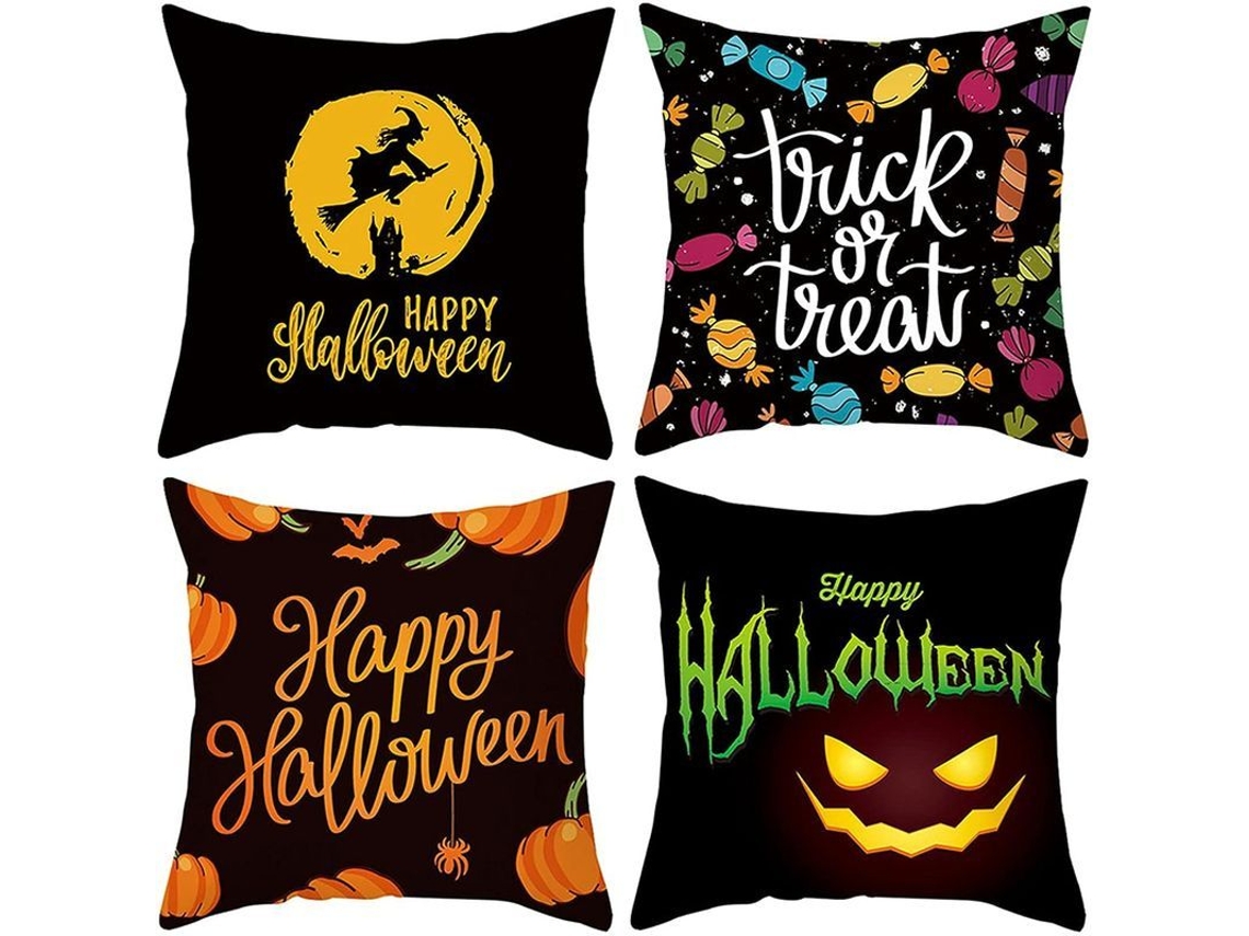 2026-4 Capas De Travesseiro De Halloween 45x45cm Para Decoração De Halloween, Sofá, Lar