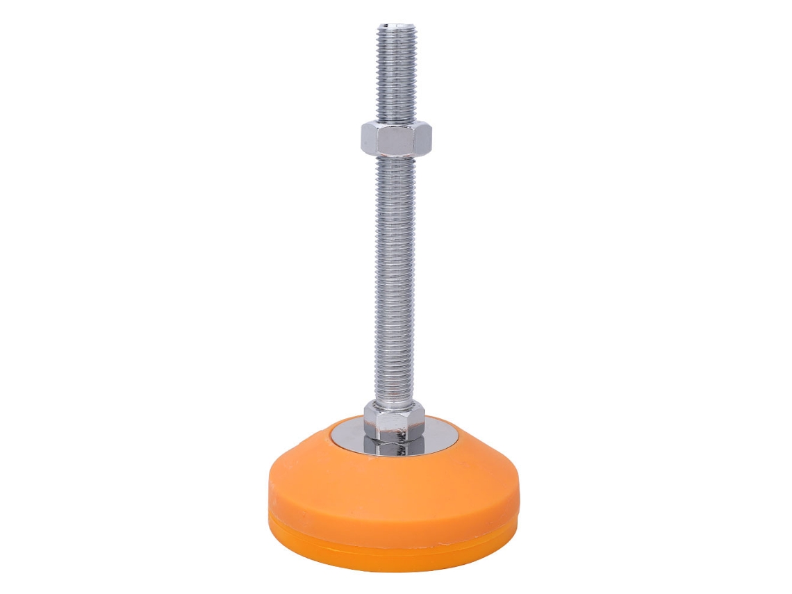 Pé mecânico tipo L de alta qualidade com base antiderrapante em nylon PA6 para equipamentos industriais (diâmetro de 100 mm, parafuso de 12x100 mm)