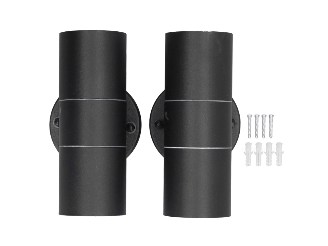 2pcs Luminária Parede Externa Aço Inoxidável Ip54 Cilíndrica Gu10 Led 220 240v Preto | S/MARCA