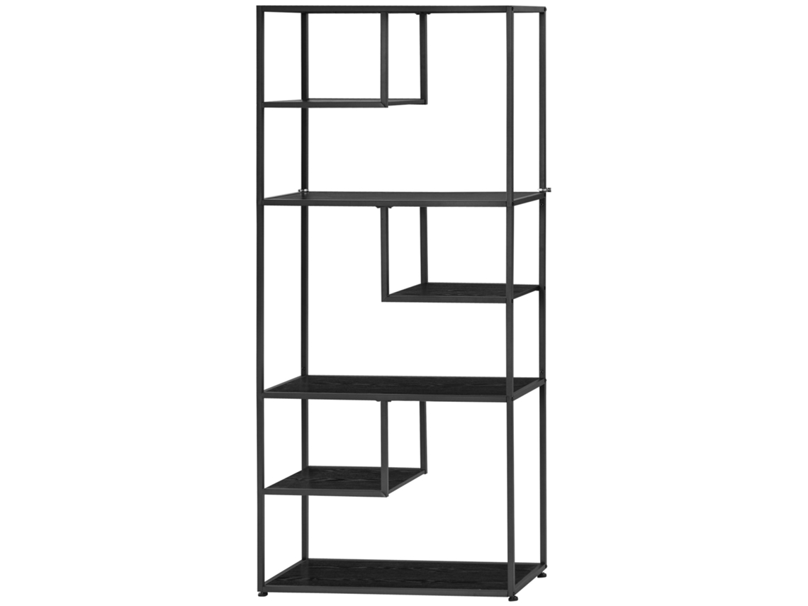 Estante Livros 83x34x180cm 7 Andares Estrutura Aço, Estilo Industrial Preto