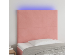 Vidaxl Cabeceira De Cama C/ Luzes Led Veludo 80x5x118/128 Cm Rosa