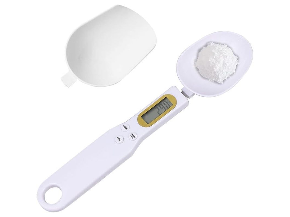 Colher eletrônica LINJOU portátil com LCD para cozinha, 500g/0.1g, branco