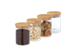 Conjunto Com 4 Potes De Vidro Com Tampas Herméticas De Aço