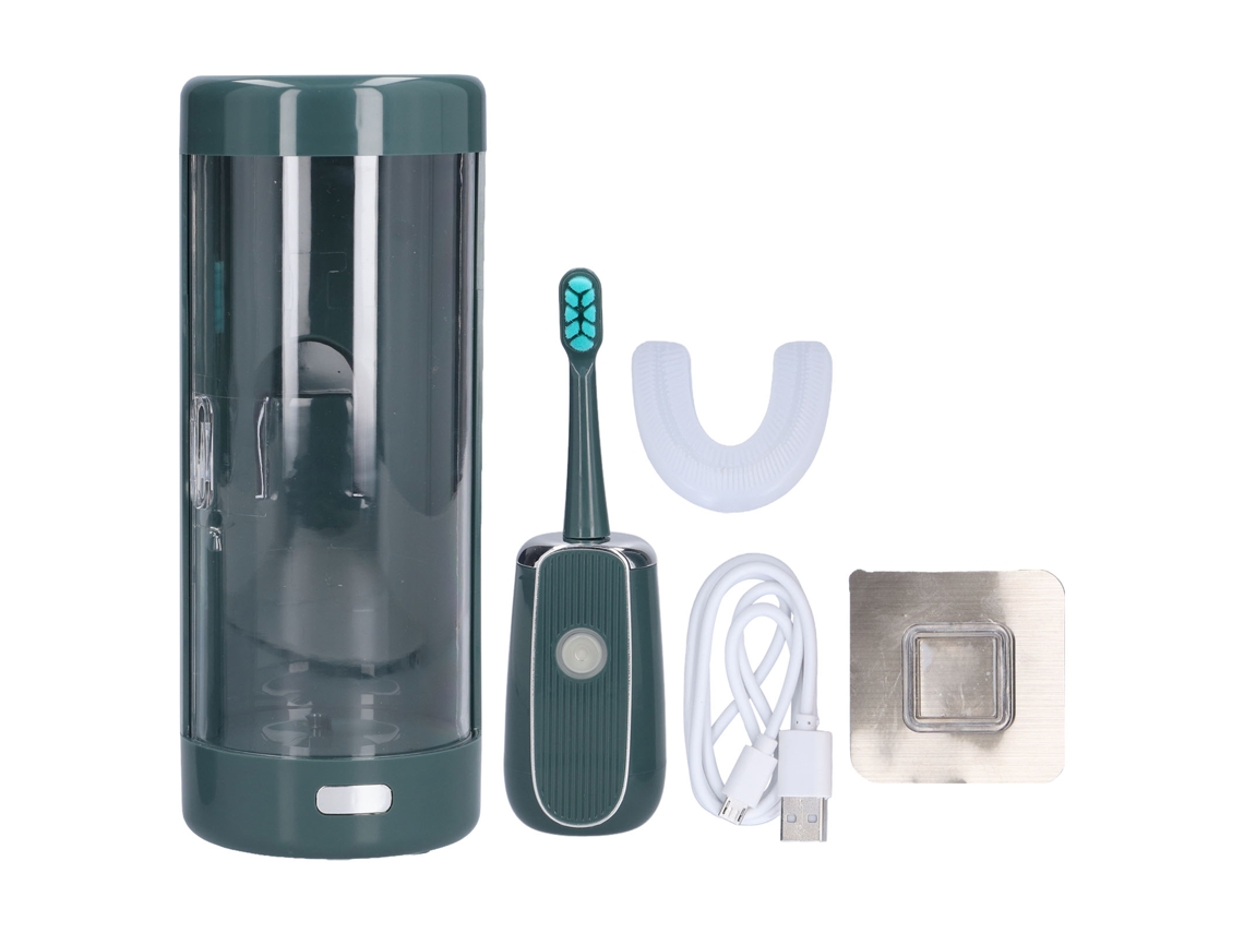Escova de Dentes Elétrica Ultrassônica USB, À Prova D'água IPX7 com Caixa de Desinfecção, Verde | S/MARCA
