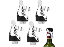 Kit 4 Rolhas com Alavanca, Vedação a Vácuo Inox (S/MARCA)