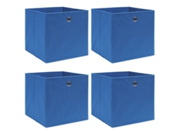 Vidaxl Caixas De Arrumação 4 Pcs 32x32x32 Cm Tecido Azul