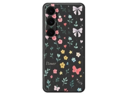 Capa Tkdaddy Para Samsung Galaxy S25 Com Estampa De Laço Floral E Bordas Retas Em Tpu, Preta