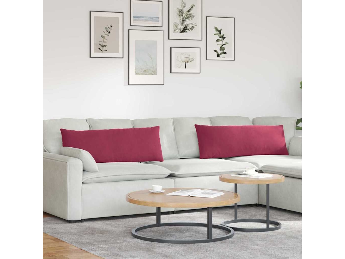 Vidaxl Travesseiros De Sofá 2 Pcs Vinho Vermelho 120 X 40 Cm