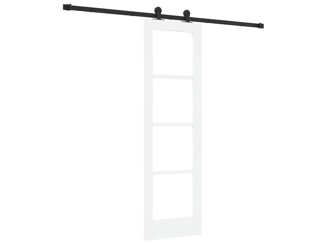 Porta Deslizante Com Conjunto De Ferragens Vidaxl Branco Madeira De Pinho Maciça