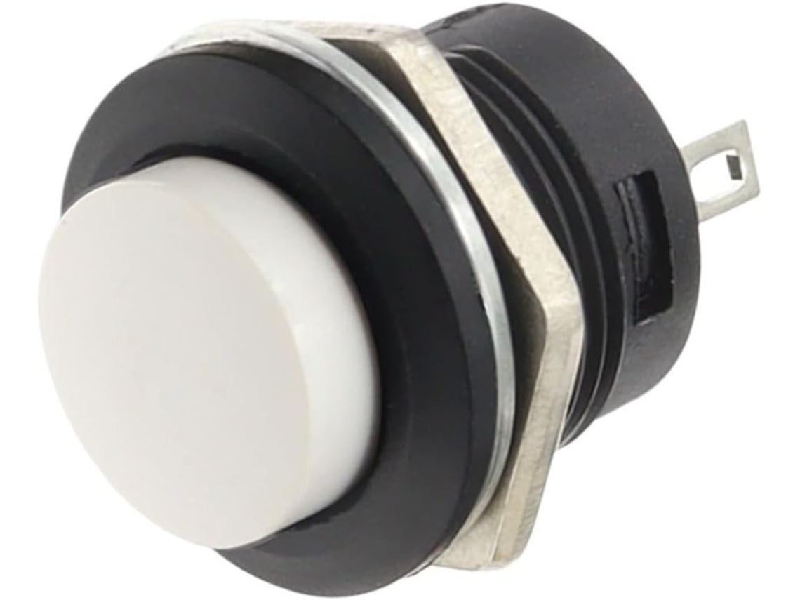 6-interruptores De Botão Momentâneos Spst Brancos R13-507 Com Tampa Redonda, Ca 6a 125v 3a 250v