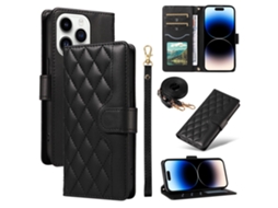 Capa Para Iphone 14 Pro Pele Sintética Preto