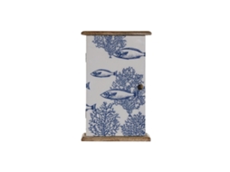 Armário Para Chaves Home Esprit Azul Branco Natural 18 X 7,5 X 28 Cm