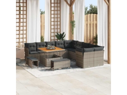 Vidaxl Conjunto De Sofá De Jardim 13 Unid. Cinzeto Vime Pe