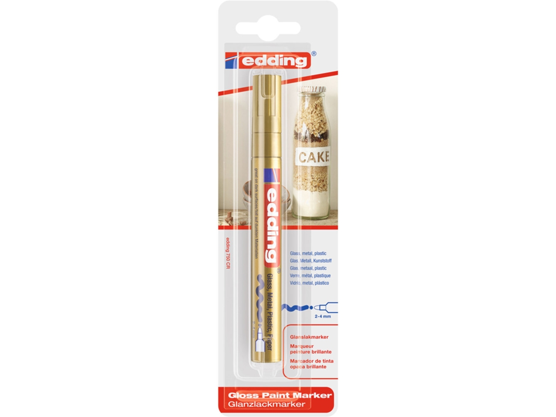 Marcador Permanente EDDING 750 Ponta Redonda de 2 a 4 Mm Dourado