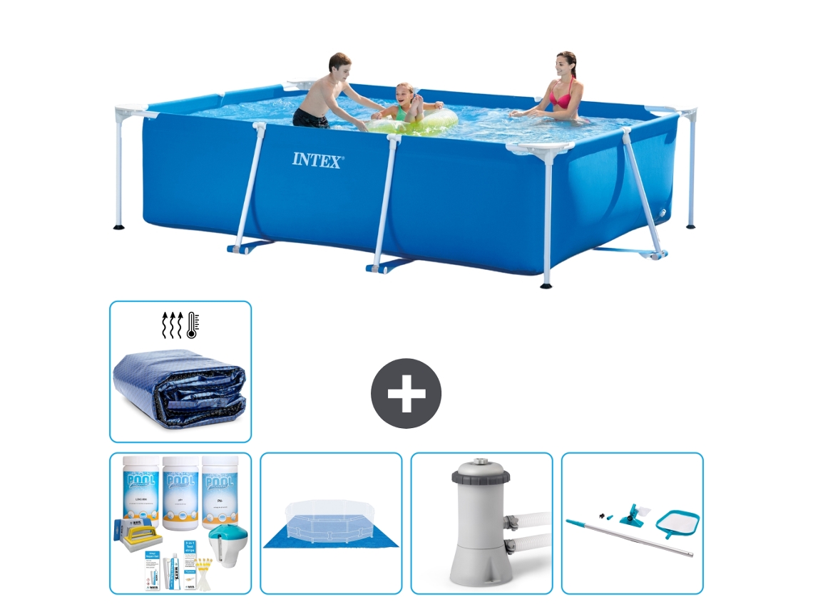 Intex Piscina Com Estrutura Retangular - 300x200x75 Cm - 6-peças S20055