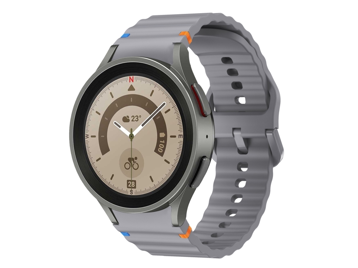 Bracelete para Samsung Galaxy Watch 5 Pro Silicone Costurado com Padrão de Onda Cinza Escuro XIAOMOYU